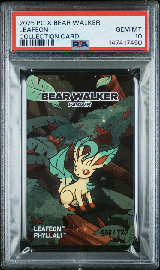 2025 POKEMON CENTER X BEAR WALKER COLLECTION CARDS LEAFEON PSA 10