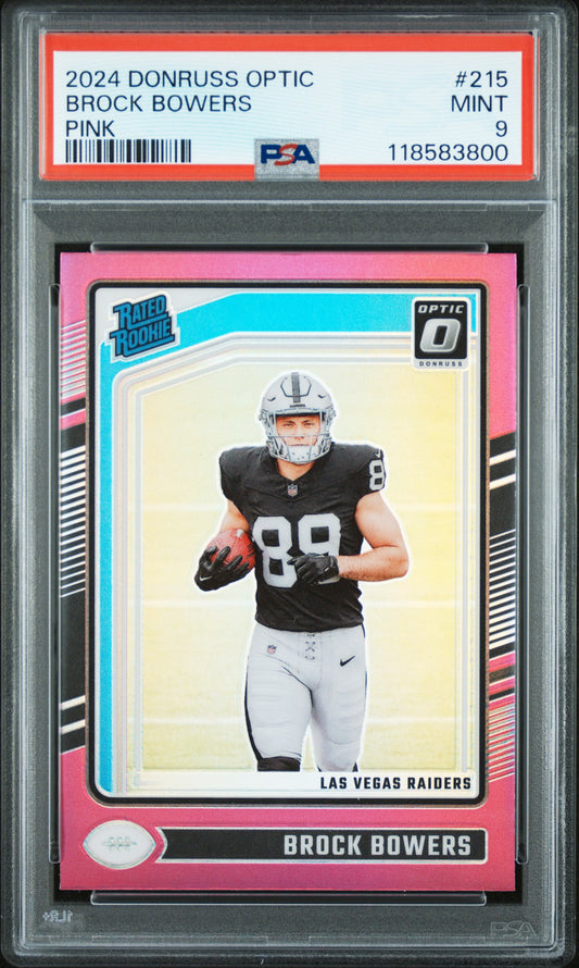 2024 PANINI DONRUSS OPTIC BROCK BOWERS #215 PINK PSA 9