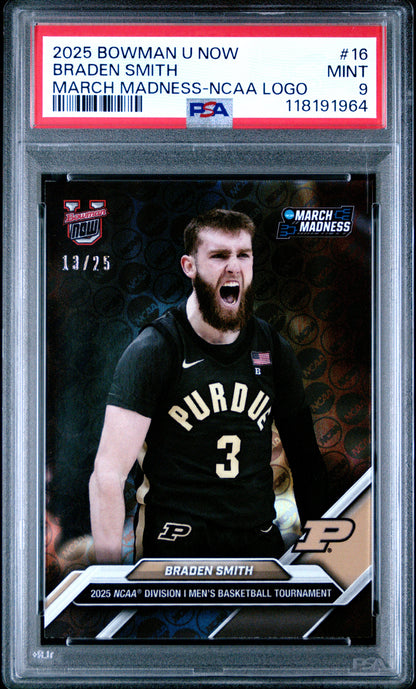 2025 BOWMAN U NOW MARCH MADNESS BRADEN SMITH #16 PSA 9 - Image 2
