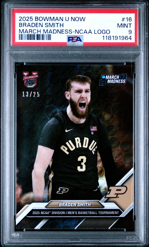 2025 BOWMAN U NOW MARCH MADNESS BRADEN SMITH #16 PSA 9 - Image 2