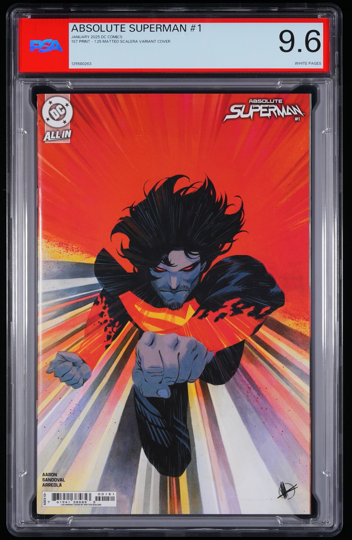DC Comics Absolute Superman #1 2025 1 1:25 Matteo Scalera Variant PSA 9.6