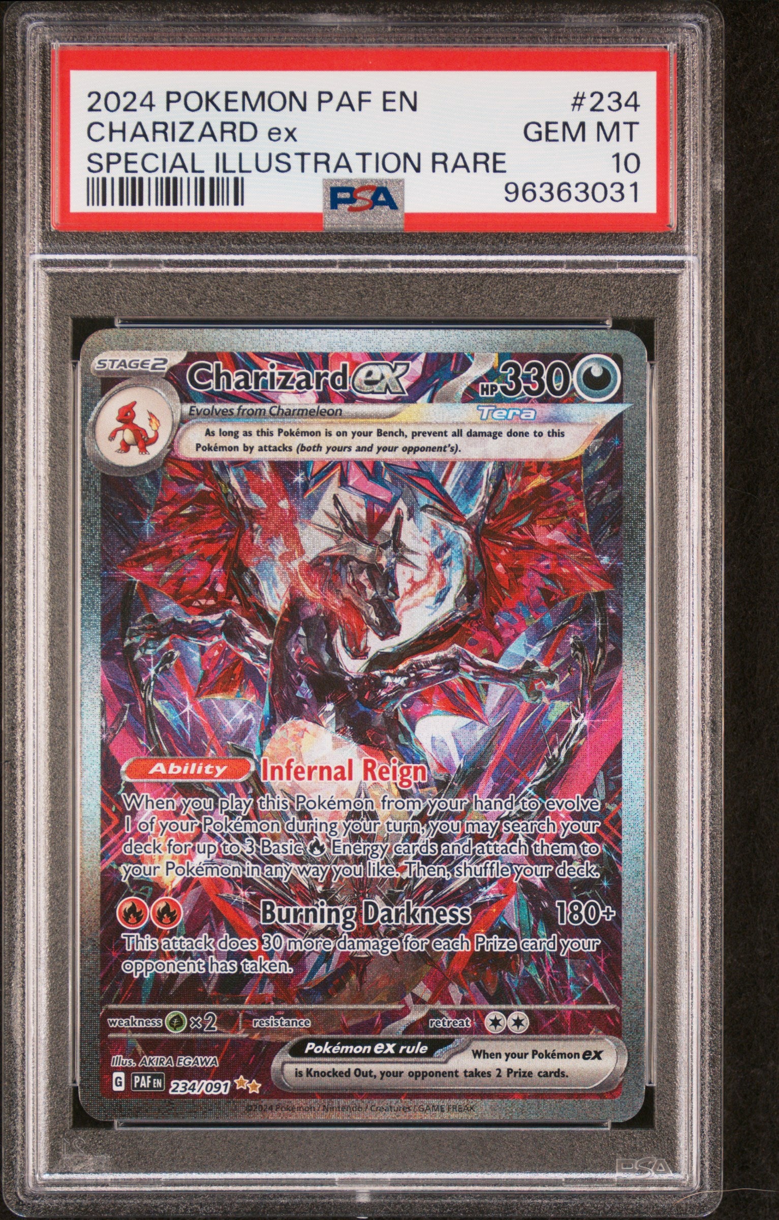 2024 POKEMON PAF EN-PALDEAN FATES CHARIZARD ex #234 SPECIAL ILLUSTRATION RARE PSA 10