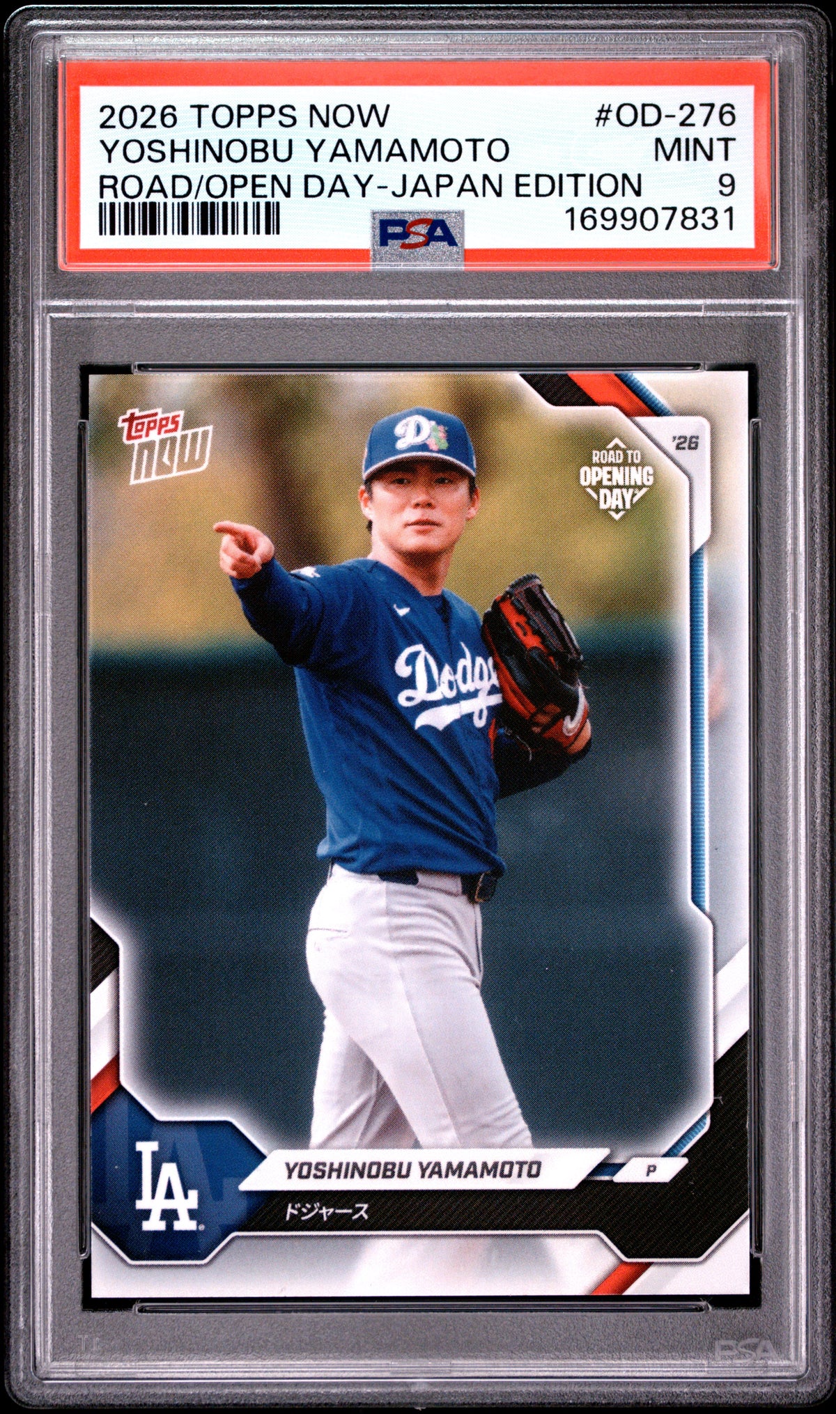2026 TOPPS NOW ROAD TO OPENING DAY YOSHINOBU YAMAMOTO #OD-276 ROAD/OPEN DAY-JAPAN EDITION PSA 9