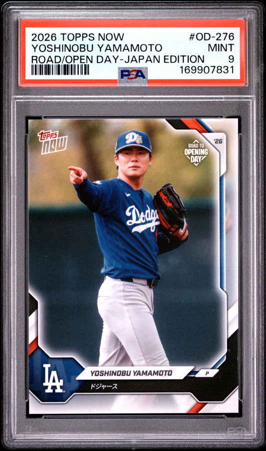 2026 TOPPS NOW ROAD TO OPENING DAY YOSHINOBU YAMAMOTO #OD-276 ROAD/OPEN DAY-JAPAN EDITION PSA 9