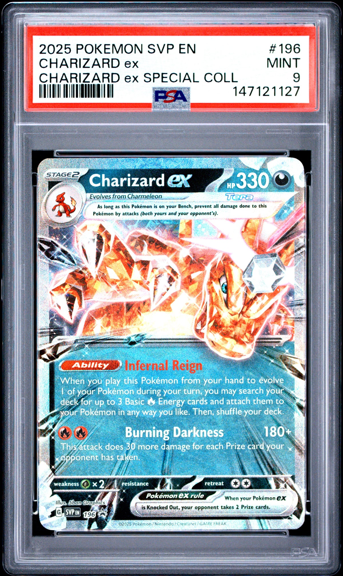 2025 POKEMON SVP EN-SCARLET & VIOLET BLACK STAR PROMOS CHARIZARD ex #196 CHARIZARD ex SPECIAL COLL PSA 9