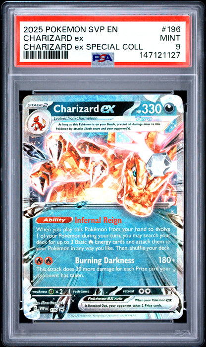 2025 POKEMON SVP EN-SCARLET & VIOLET BLACK STAR PROMOS CHARIZARD ex #196 CHARIZARD ex SPECIAL COLL PSA 9