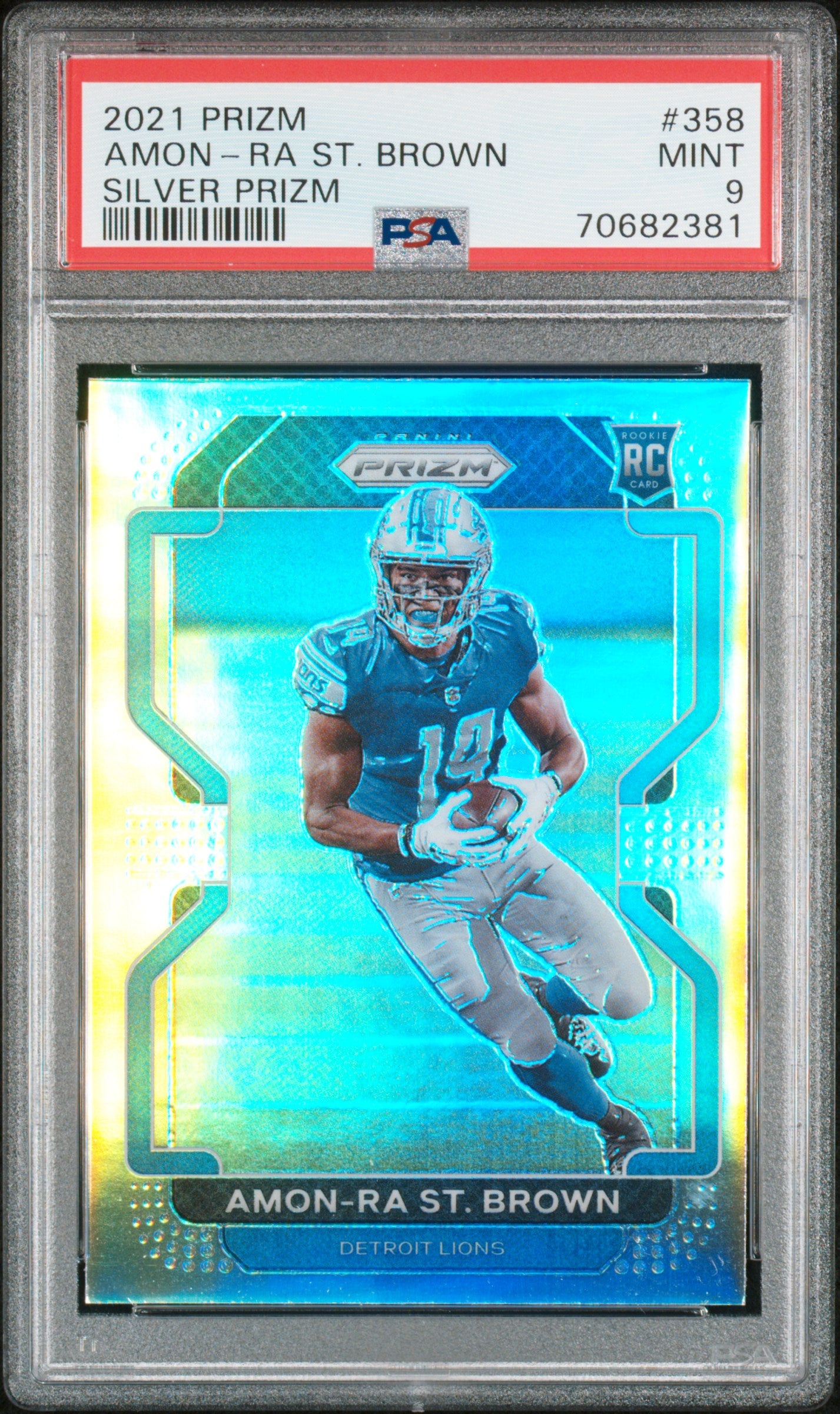 2021 PANINI PRIZM AMON-RA ST. BROWN #358 SILVER PRIZM PSA 9