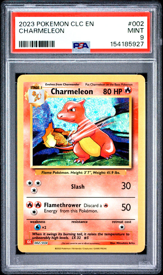 2023 POKEMON CLC-TRADING CARD GAME CLASSIC CHARIZARD & HO-OH ex DECK CHARMELEON #002 PSA 9