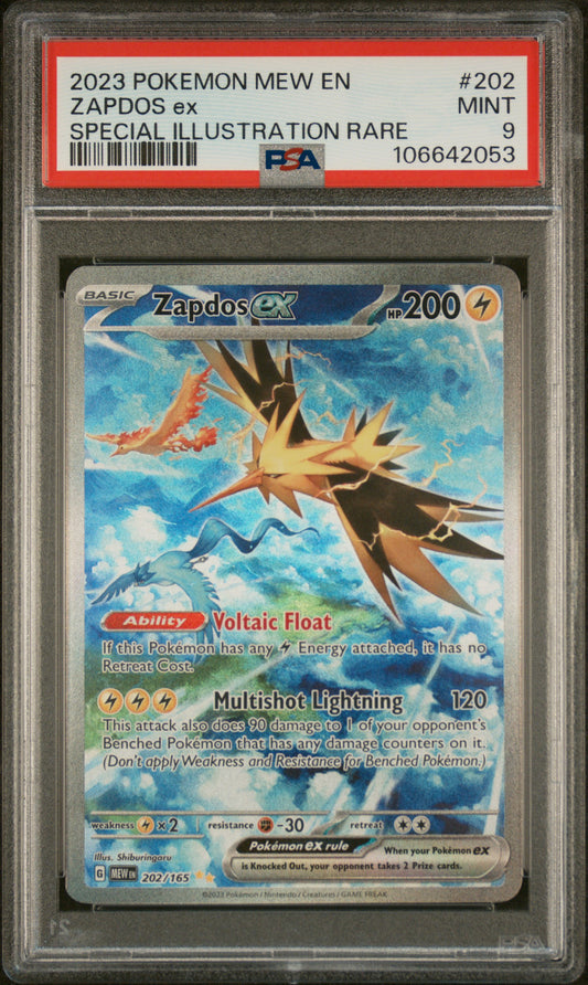 2023 POKEMON MEW EN-151 ZAPDOS ex #202 SPECIAL ILLUSTRATION RARE PSA 9