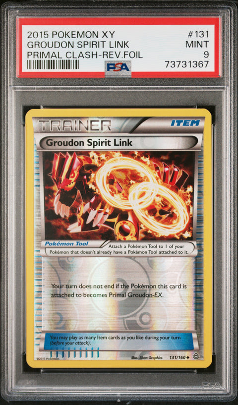 2015 POKEMON XY PRIMAL CLASH GROUDON SPIRIT LINK #131 PSA 9 - Image 1