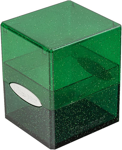 Satin Cube Deck Box Glitter Green